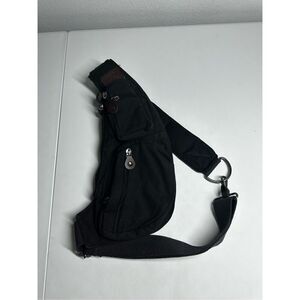 Urban Outfitters Rotcho Canvas Crossbody Bag Black Solid Cotton